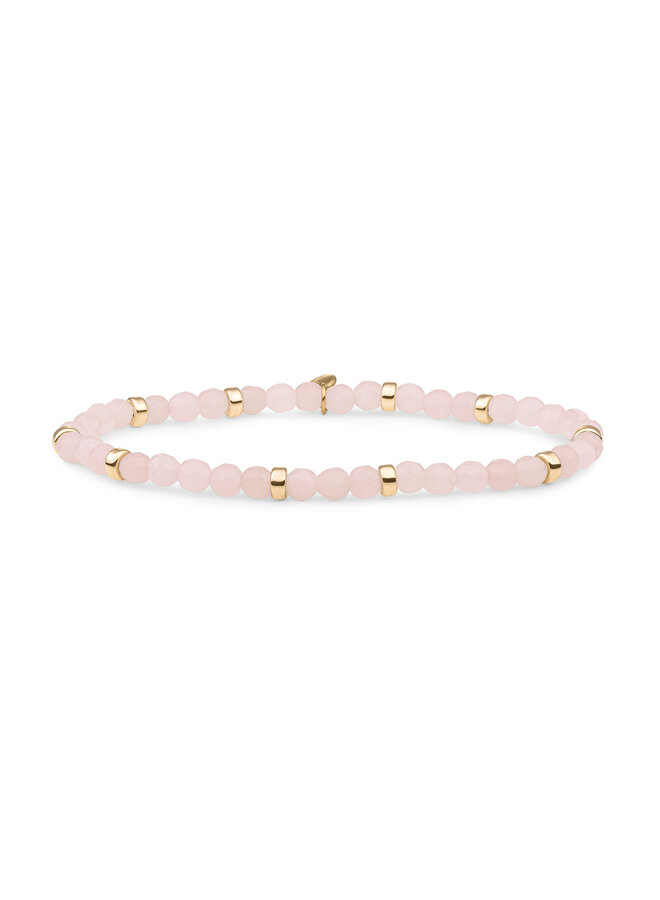 Sparkling Jewels armband Roundel Interstellar Rose Quartz Goudkleurig