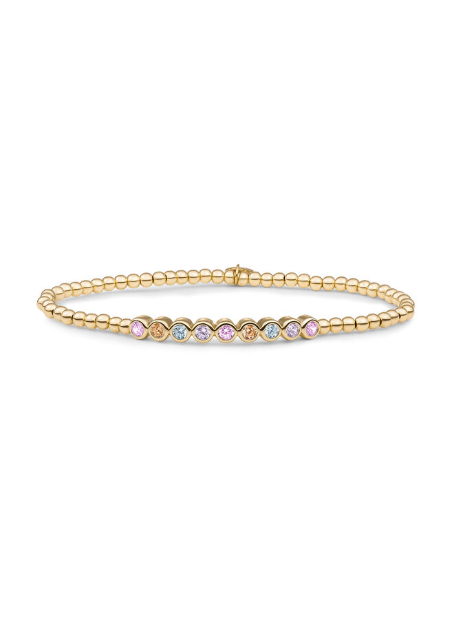 Sparkling Jewels armband Crystal Tube Multi CZ  Pastel Goudkleurig
