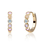 Sparkling Jewels creolen Tube Huggies Multi CZ Pastel Goudkleurig