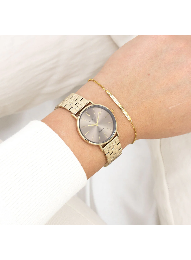 OOZOO Vintage horloge C20408 Goudkleurig/Taupe