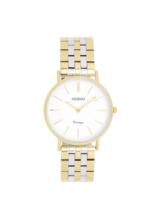 OOZOO Vintage horloge C20407 Zilver-/Goudkleurig/Wit