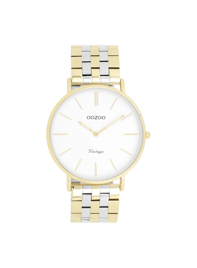 OOZOO Vintage horloge C20402 Zilver-/Goudkleurig/Wit
