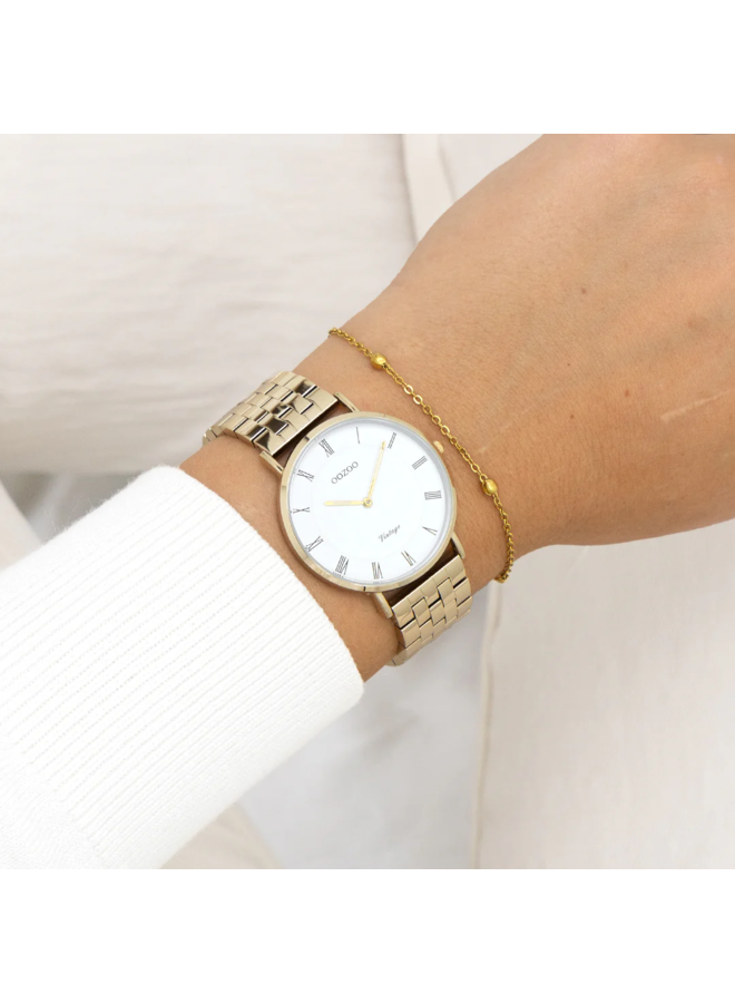 OOZOO Vintage horloge C20369 Goudkleurig/Wit