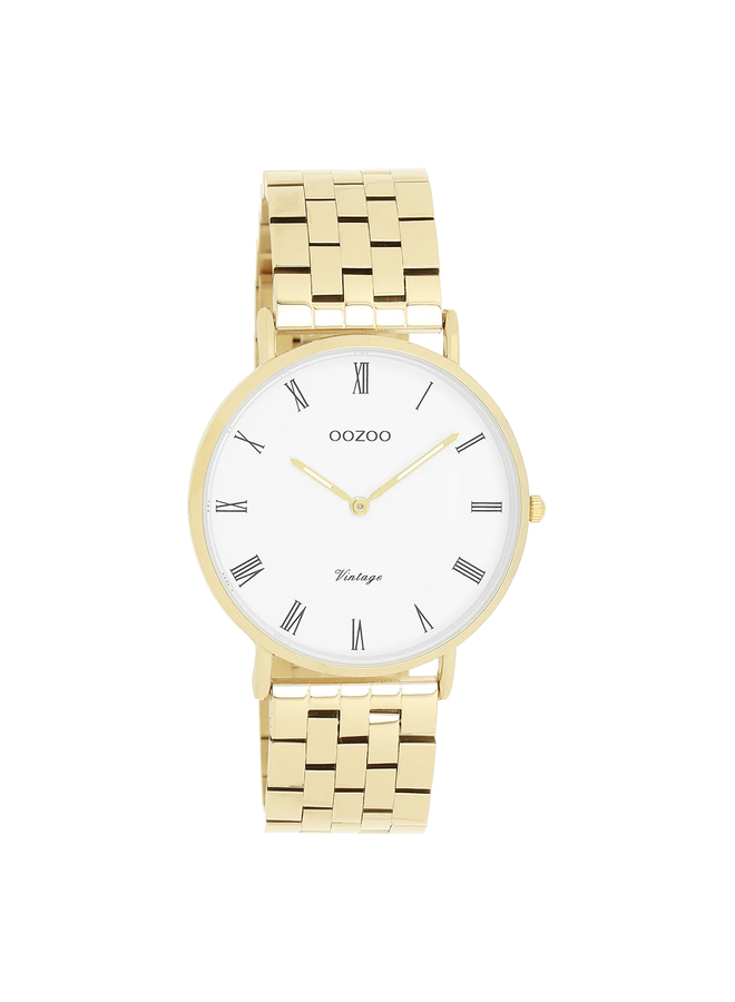 OOZOO Vintage horloge C20369 Goudkleurig/Wit