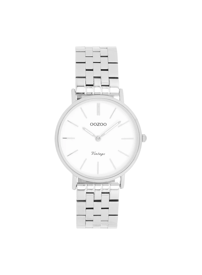OOZOO Vintage horloge C20405 Zilverkleurig/Wit