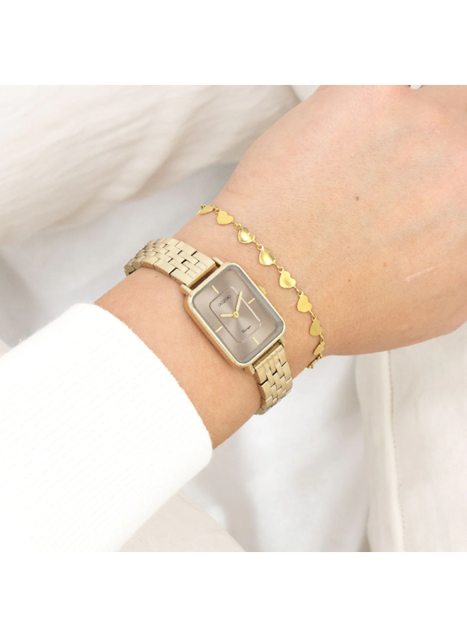 OOZOO Vintage horloge C20419 Goudkleurig/Taupe