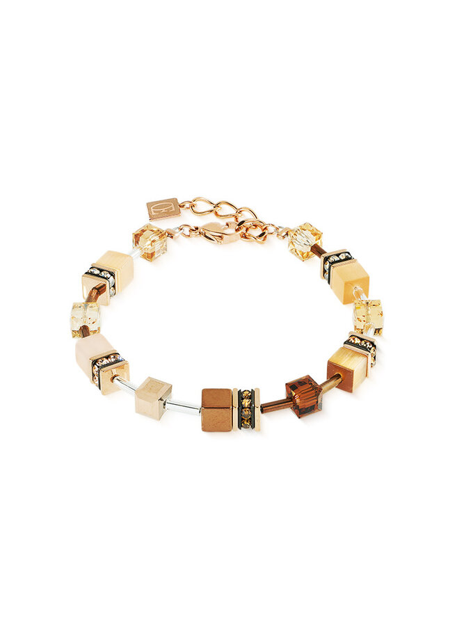 COEUR de LION armband 2838/1100 Bruin/Roségoud Verguld
