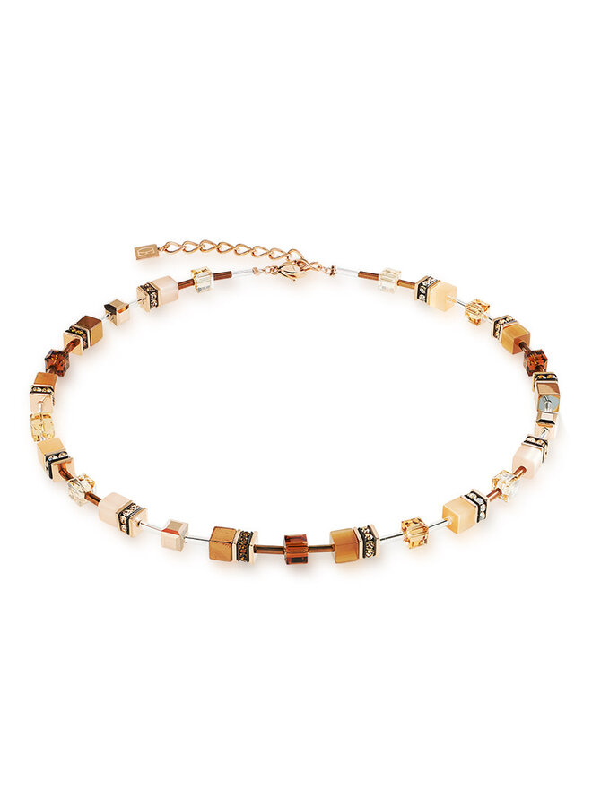 COEUR de LION ketting 2838/1100 Bruin/Roségoud Verguld