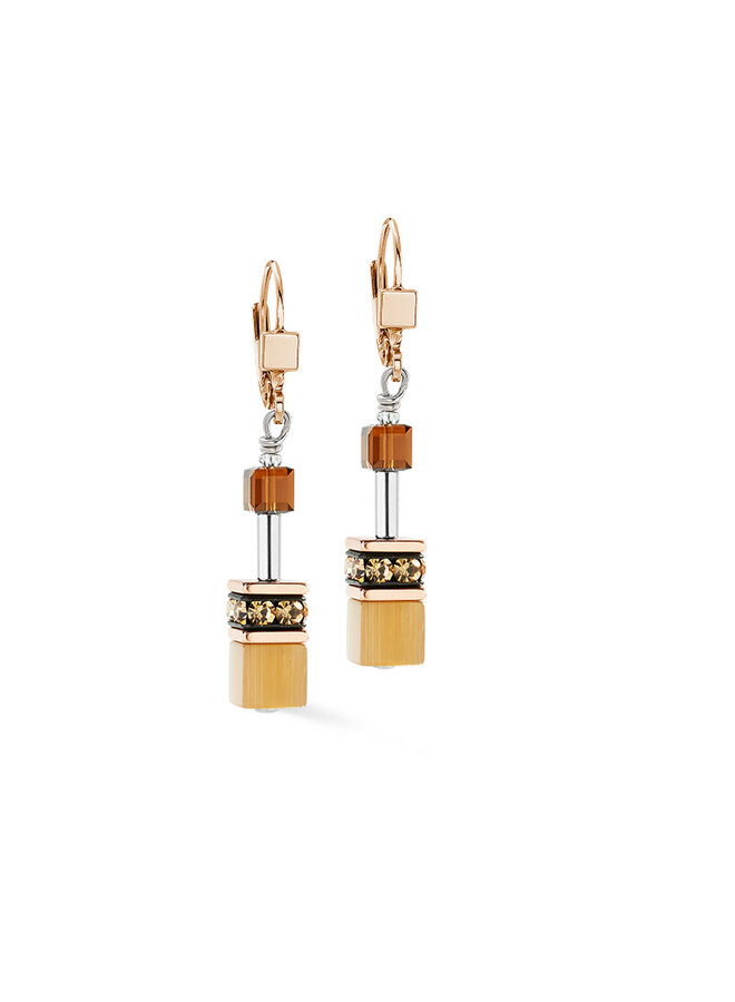 COEUR de LION oorbellen 2838/1100 Bruin/Roségoud Verguld