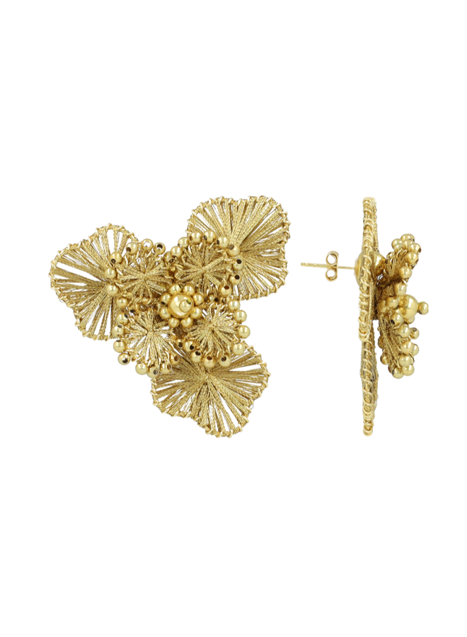 LOTT. oorbellen Aster Bloem L Goudkleurig