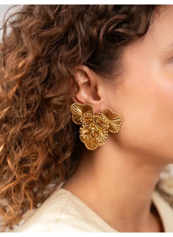 LOTT. oorbellen Aster Bloem L Goudkleurig