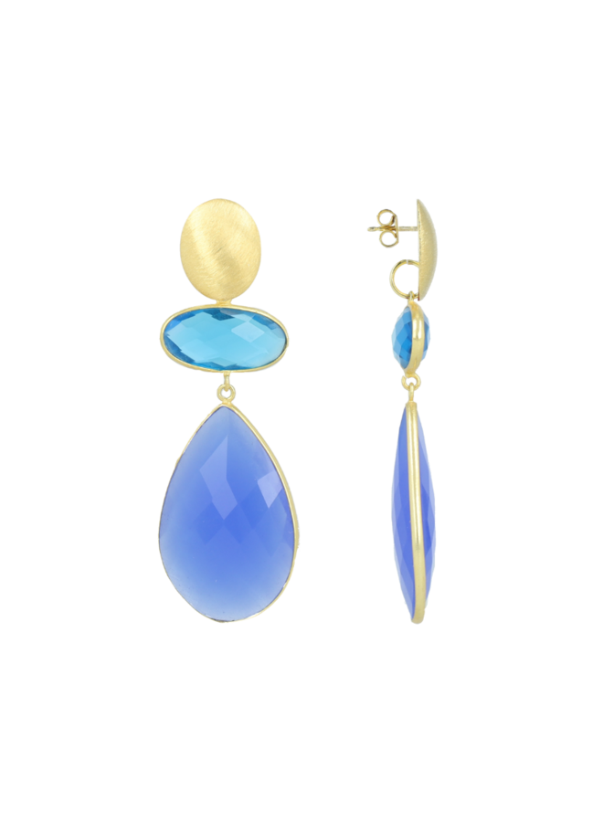 LOTT. oorbellen Runa Blauw/Goud Verguld