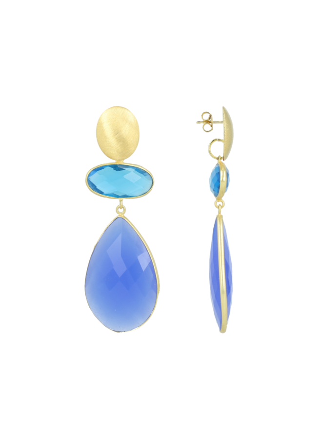 LOTT. oorbellen Runa Blauw/Goud Verguld