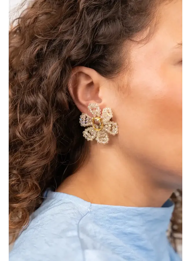 LOTT. oorbellen Madelief Bloem M Camel/Goud verguld