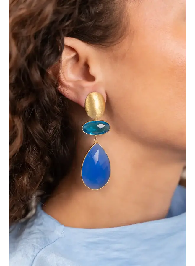 LOTT. oorbellen Runa Blauw/Goud Verguld