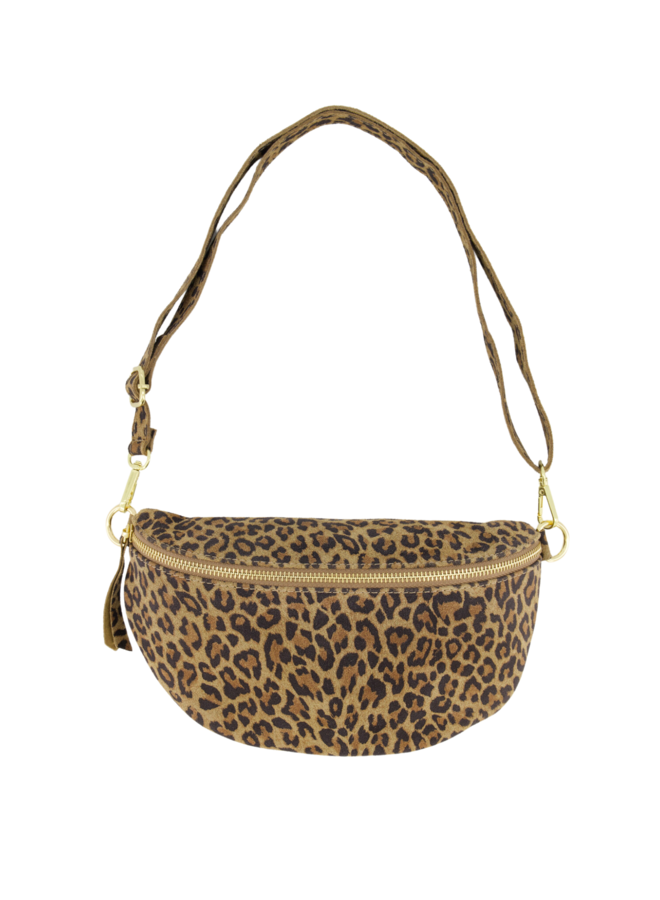 Jewelz tas Zoey Big Suède Luipaard/Goudkleurig
