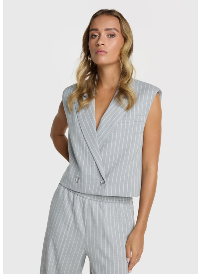 Gilet Pinstripe Light Grey Melange