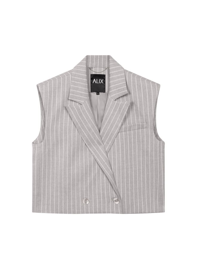Gilet Pinstripe Light Grey Melange