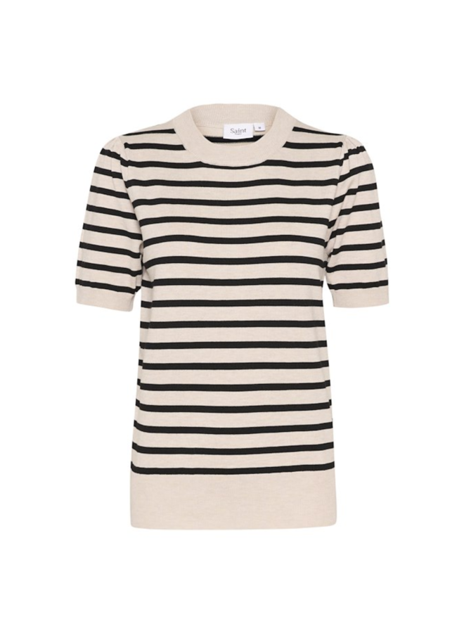 Top MilaSZ Korte Mouw Striped Gray Morn