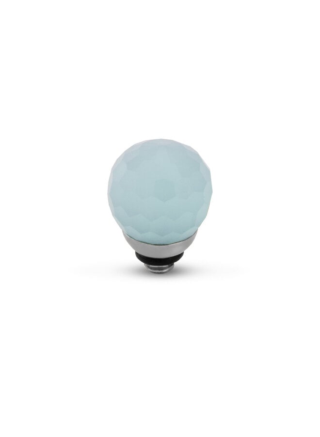 Melano Twisted meddy Facet CZ Ball Soft Blue Zilverkleurig
