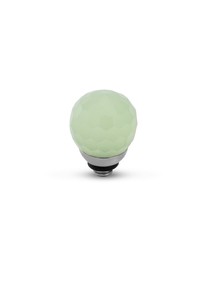 Melano Twisted meddy Facet CZ Ball Soft Green Zilverkleurig