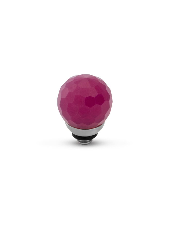Melano Twisted meddy Facet CZ Ball Raspberry Zilverkleurig