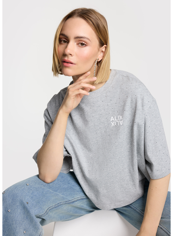 T-shirt Studded Soft Grey Melange