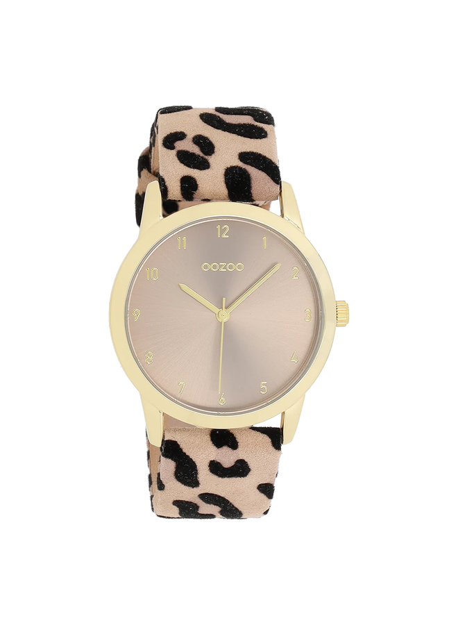 OOZOO Timepieces horloge C11372 Luipaard/Goudkleurige/Taupe