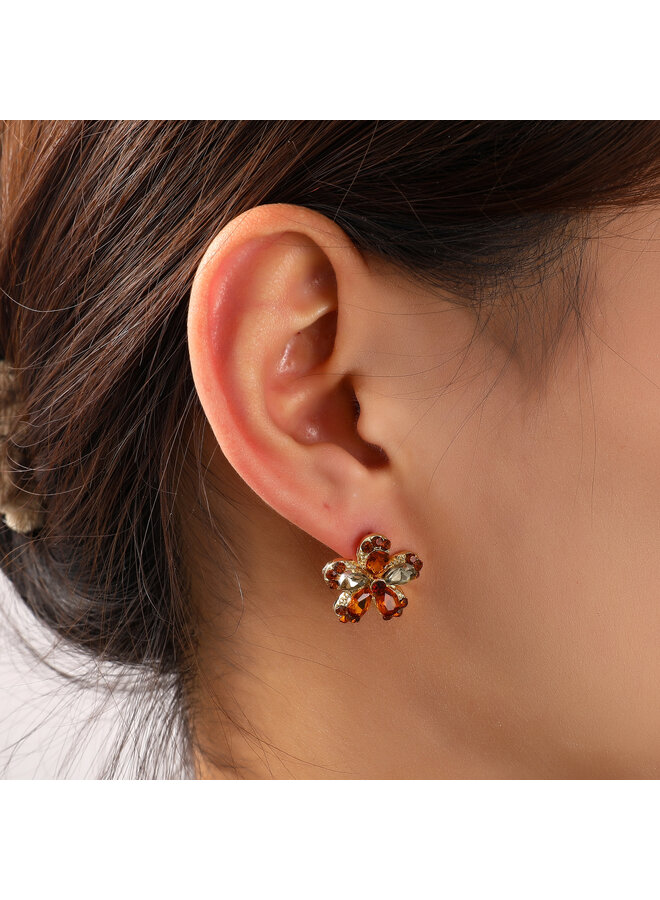 Day & Eve oorbellen E55130-3 Cognac/Goudkleurig