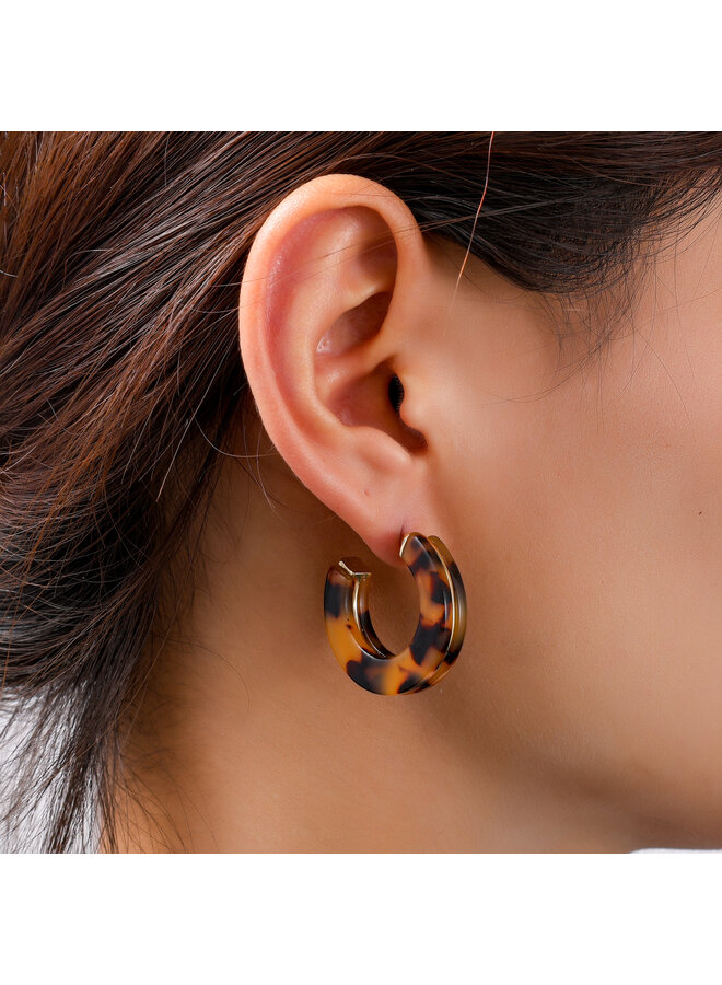 Day & Eve oorbellen E55016-2 Bruin/Goudkleurig