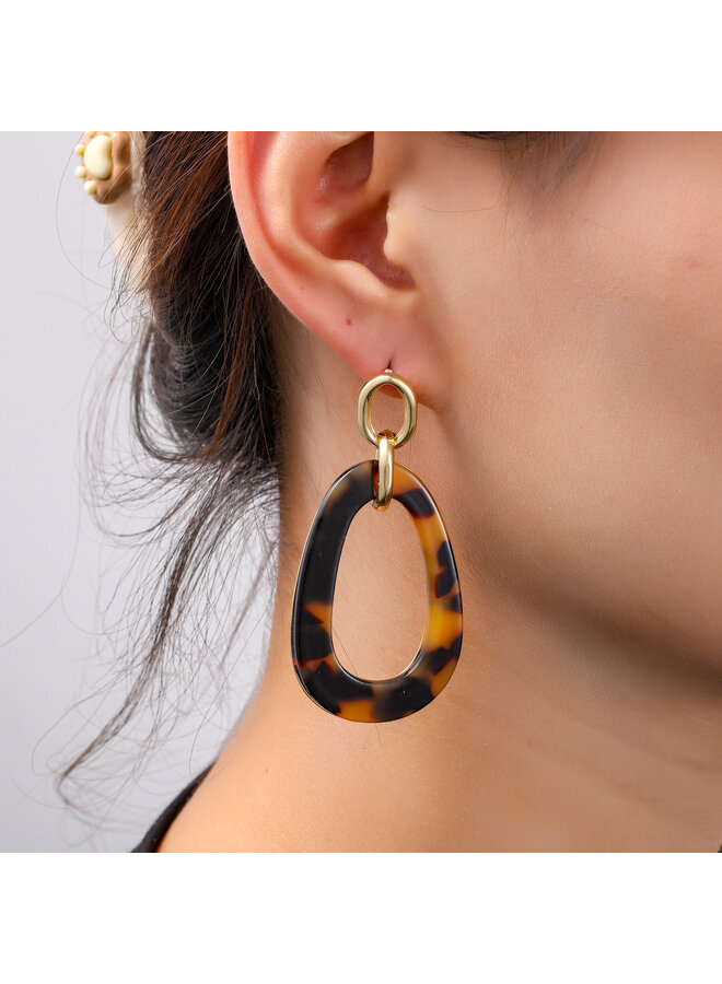 Day & Eve oorbellen E55019-2 Bruin/Goudkleurig