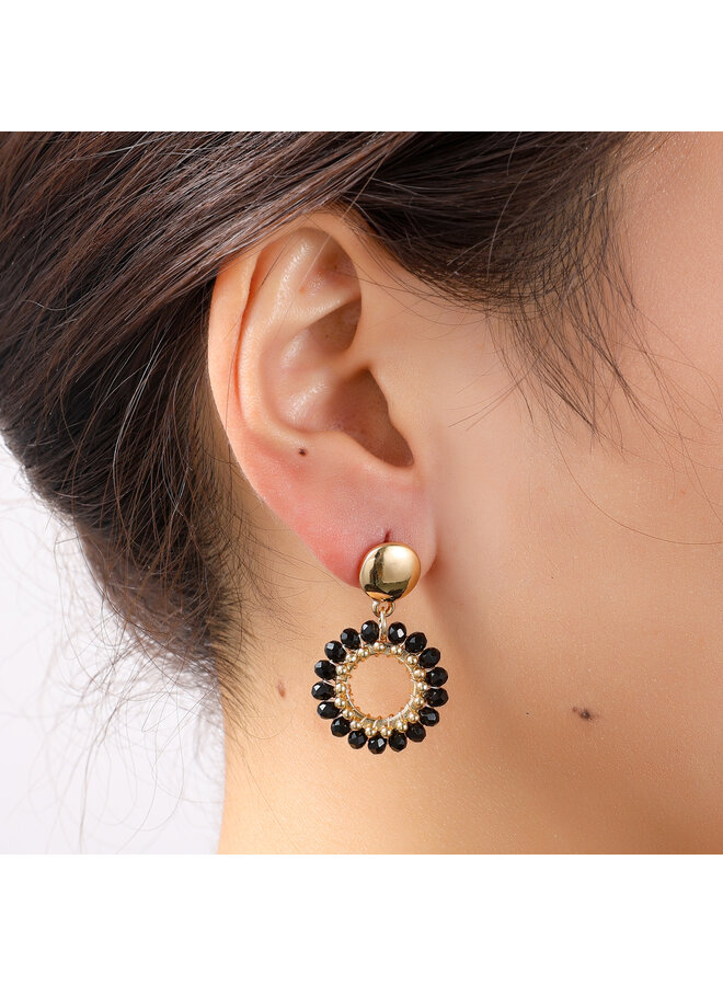 Day & Eve oorbellen E55215-1 Zwart/Goudkleurig
