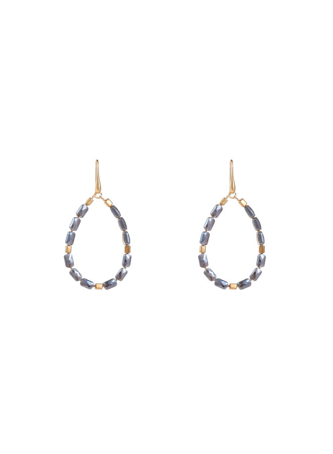 Day & Eve oorbellen E55220-3 Grijsblauw/Goudkleurig