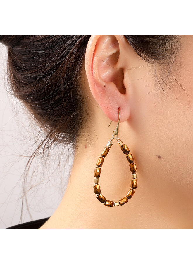 Day & Eve oorbellen E55220-5 Cognac/Goudkleurig