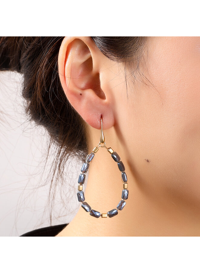 Day & Eve oorbellen E55220-3 Grijsblauw/Goudkleurig