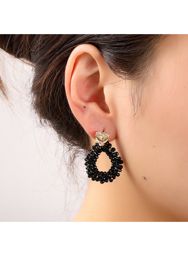 Day & Eve oorbellen E55216-1 Zwart/Goudkleurig