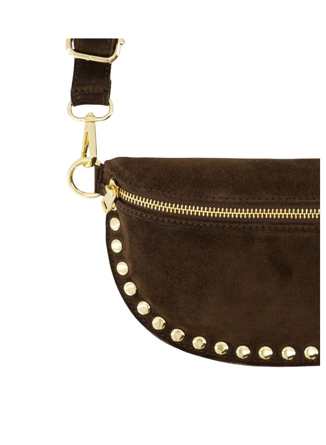 Jewelz tas Debby Suède Donkerbruin/Goudkleurig