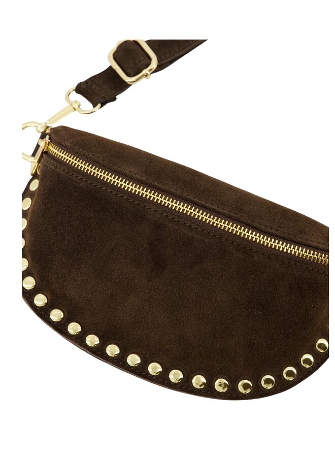 Jewelz tas Debby Suède Donkerbruin/Goudkleurig