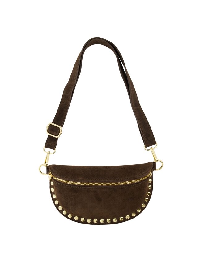 Jewelz tas Debby Suède Donkerbruin/Goudkleurig