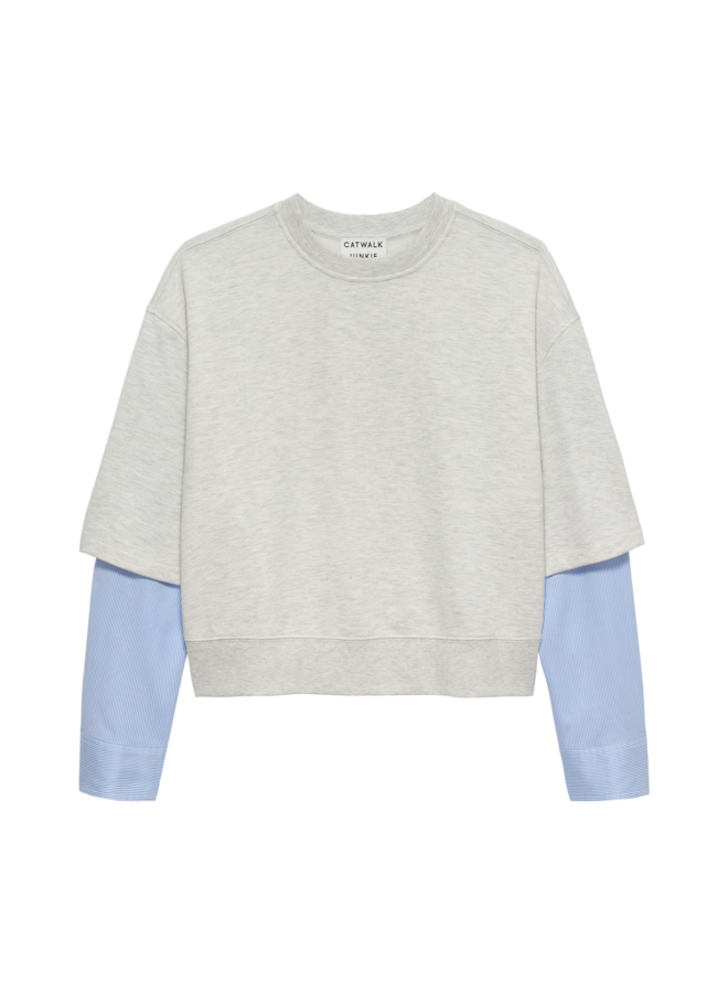 Sweater Blouse Sleeves Grey Melange