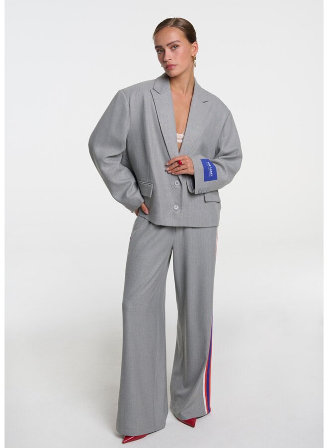 Broek Herringbone Soft Grey Melange