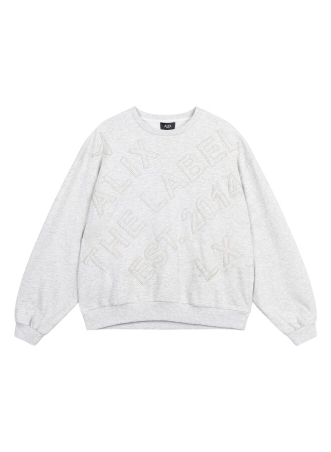 Sweater Text Patches Light Grey Melange