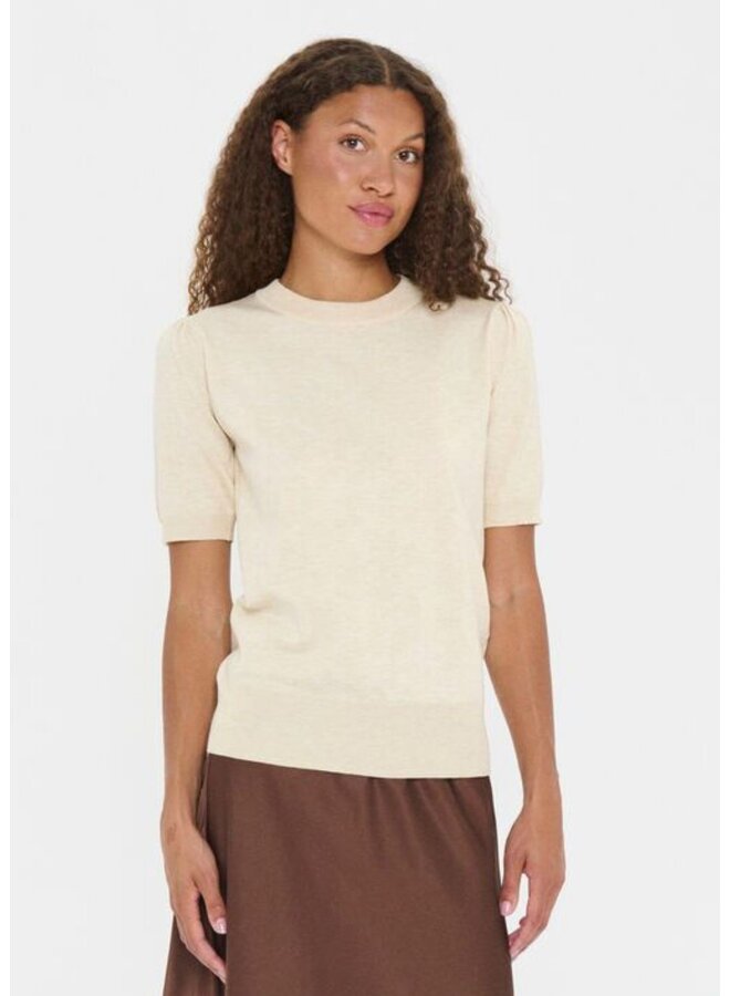 Top MilaSZ Korte Mouw Brown Rice Melange