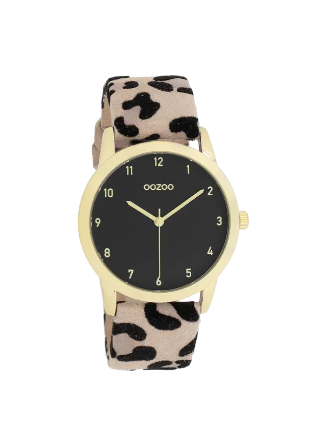 OOZOO Timepieces horloge C11373 Luipaard/Goudkleurig/Zwart