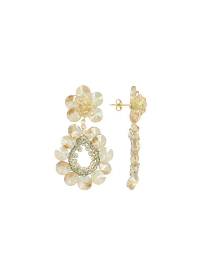 LOTT. oorbellen Apollo Bloem Druppel S/M Nude/Goud Verguld