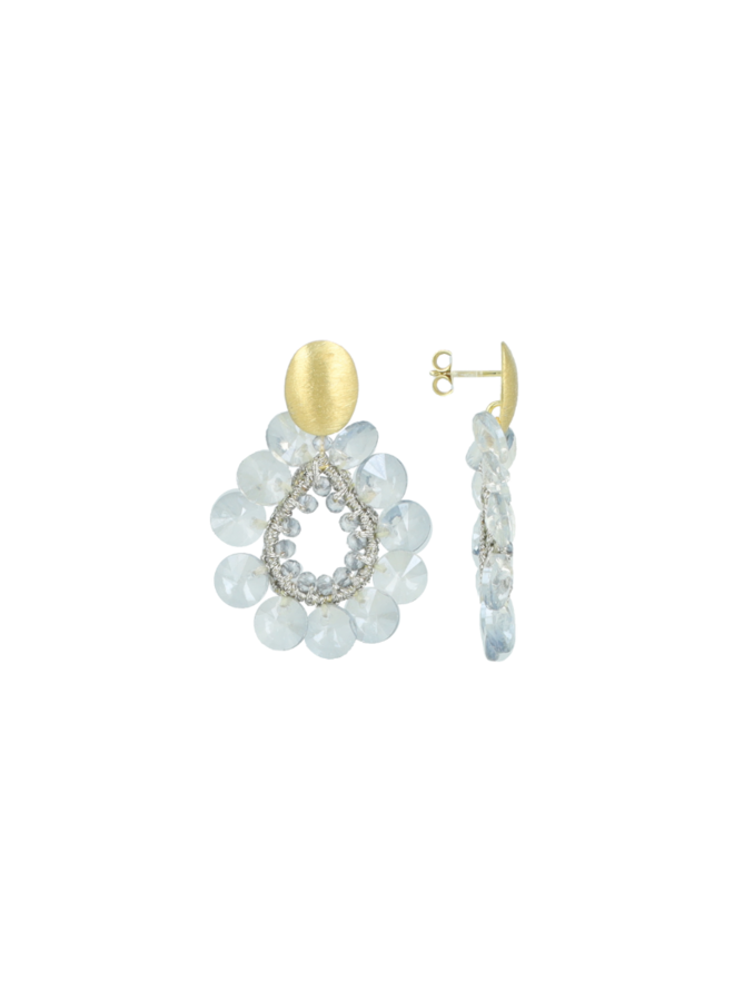 LOTT. oorbellen Susan Bloem Druppel Retro Blue/Goud Verguld