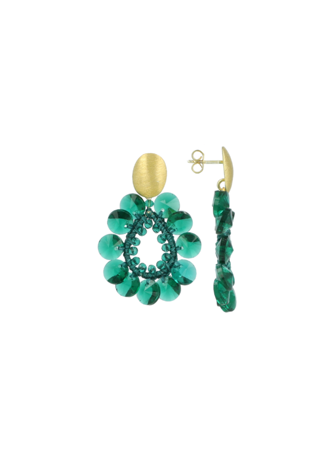 LOTT. oorbellen Susan Bloem Druppel Emerald/Goud Verguld