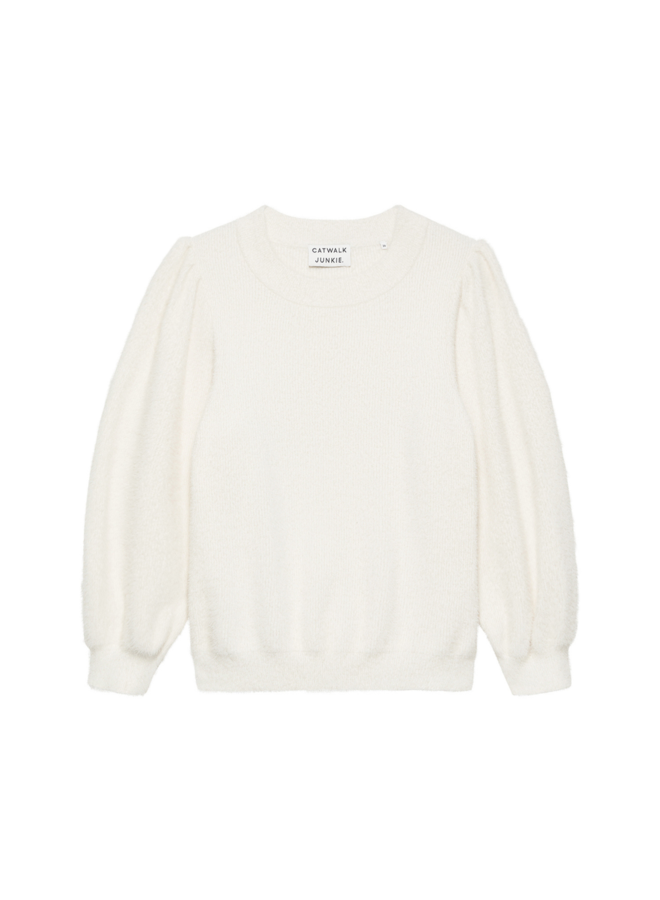 Trui Fuzzy Puff Sleeve Off White