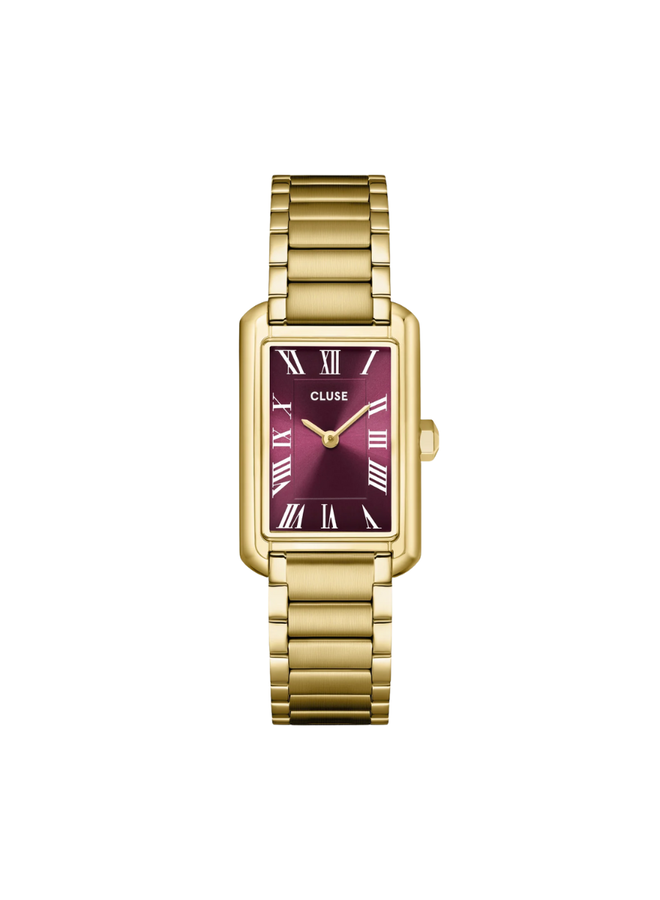 CLUSE horloge Belisenna Goudkleurig/Wijnrood