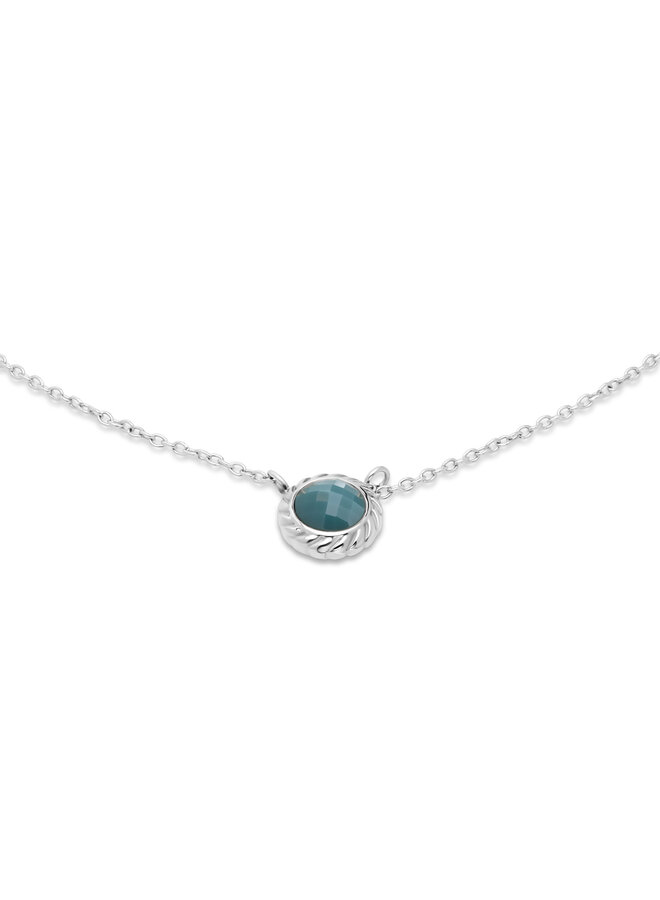 Melano Friends ketting Ziva Retro Blue Zilverkleurig